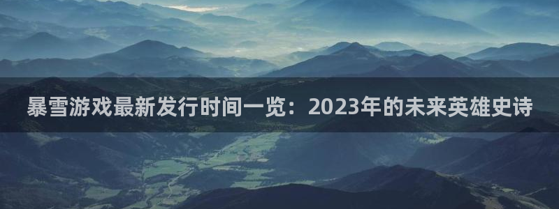 新宝GG子怎么样：暴雪游戏最新发行时间一览：2023年的未来英雄史诗